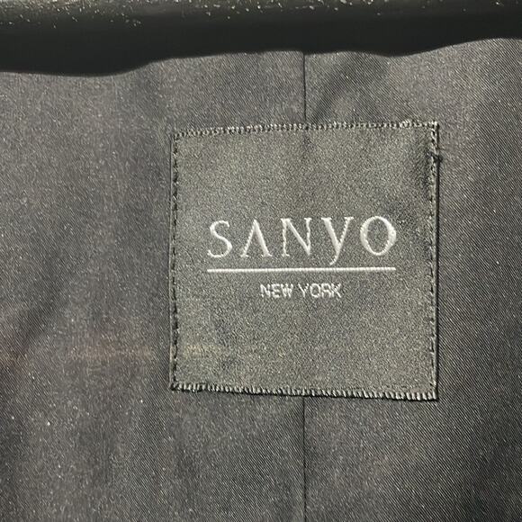 Sanyo 3x black 💯 polyester long rain coat ling back walking pleat euc - Picture 4 of 11